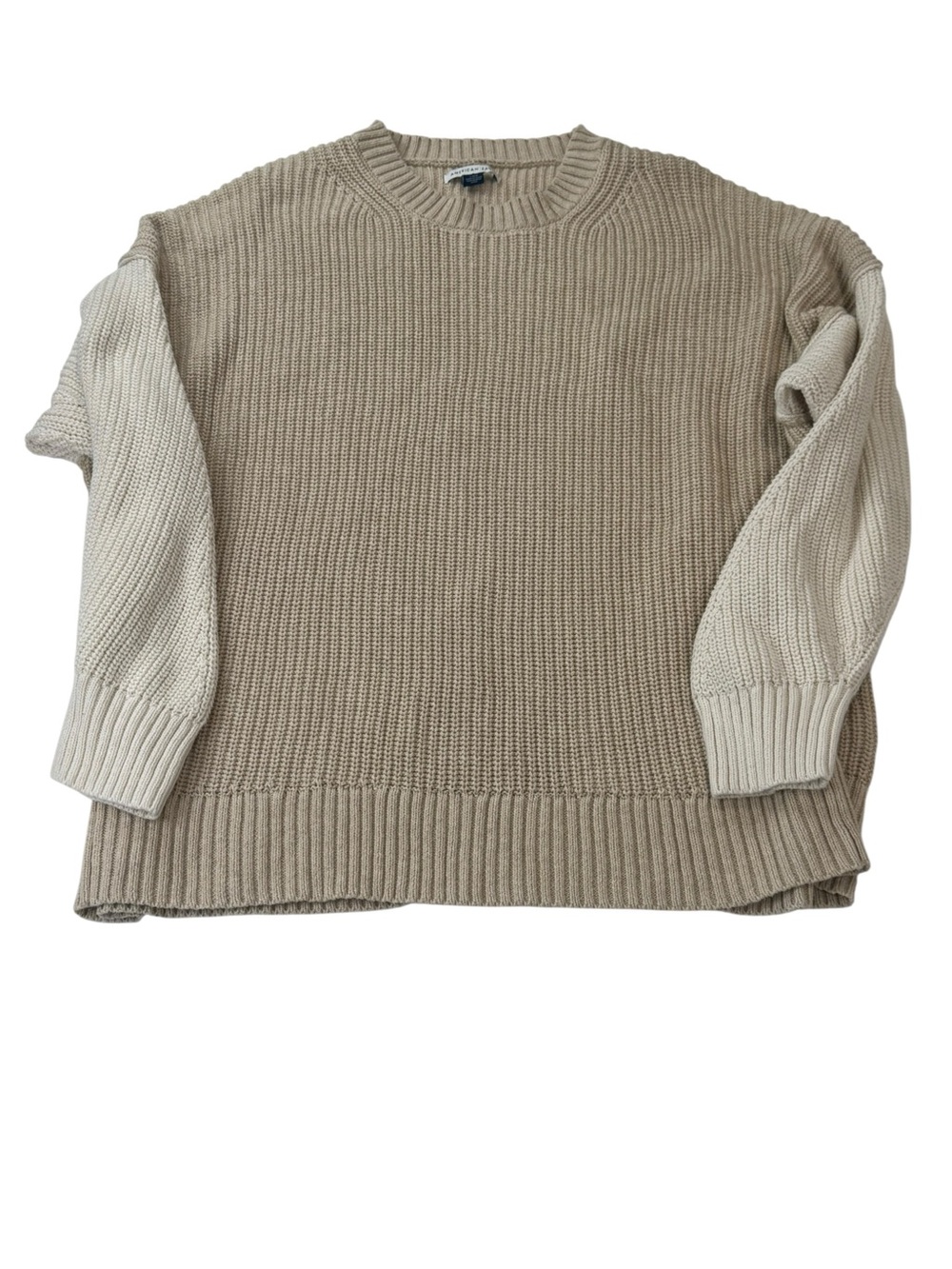 American Eagle Outfitters Two-Tone Crewneck Sweater Beige & Cream‎ Womens Size L